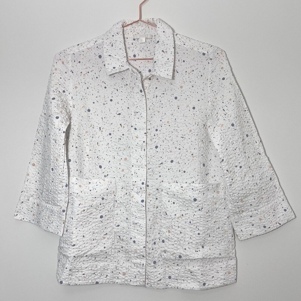 COS Seersucker A-Line Shirt paint splatter Like New